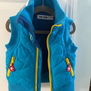 Kiko Blue Quilted Vest with Yellow Accents